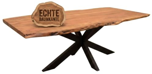 MR. DEKO Esstisch Baumkante Catania | Küchentisch Massiv-Holz 160x90x76cm | Dining Table Akazienholz