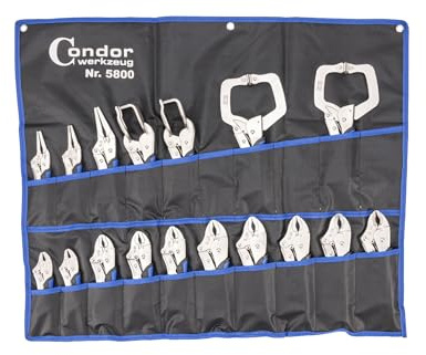 Condor Werkzeug 5800 | Gripzangen-Satz | 17-tlg. | Chrom-Vanadium-Stahl | Feststellzange | Gripzange in verschiedenen Größen Profi Werkzeug Set geeignet für Werkstatt und Heimwerker