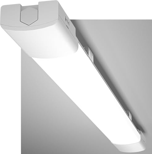 Modlicht LED Feuchtraumleuchte 60CM mit 18W 5000k Kaltlweiß 1980Lumen, Ultraslim Deckenleuchte Feuchtraum Flach Wasserfest IP65 Wannenleuchte Werkstattlampe für Keller Garage, Weiß