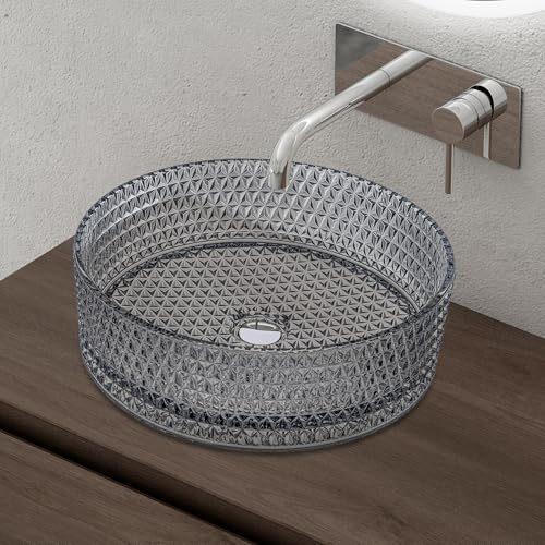 doporro Waschbecken Glas Aufsatzwaschbecken BxTxH: 39x39x12cm in Grau Waschplatz Handwaschbecken Waschtisch Minerva07