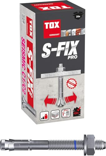 TOX 04010216 S-Fix Pro Ankerbolzen M aus verzinktem Stahl, M10x105/25 mm, 25 Einheiten