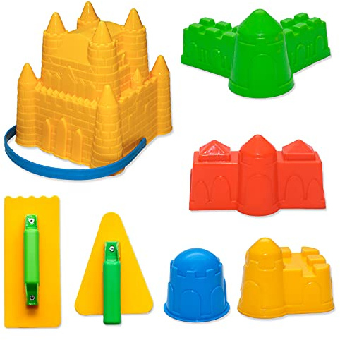 Holady 7-teiliges Strand-Sandspielzeug-Set, inklusive Strandspielzeug, Schlossformen, Sandformen, Strandeimer, Schaufel-Werkzeug-Set, lustiges Outdoor-Spielen, Strandzubehör für Jungen und Mädchen