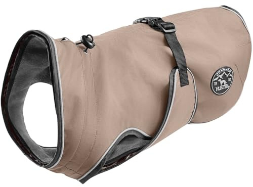 HUNTER Hundemantel UPPSALA 40, Farbe: taupe, 2in1 Design mit herausknüpfbarem Innenfutter, wasserabweisend, reflektierende Paspeln, geschlossene Bauchseite, optimaler Sitz, Größe: 40