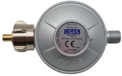 NOLA Gasdruckminderer 50 mbar mit 1/4 Linksgewinde – Druckregler für Propan, Gasgrill, Heizpilz & Gaskocher – 1,5 kg/h Durchfluss, 1–16 bar Eingangsdruck – Art. 770
