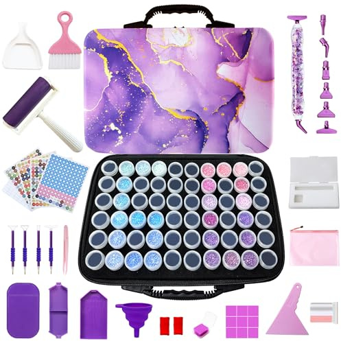 Fokenzary Diamond Painting Zubehör Aufbewahrung For Drills 60 Döschen | Umweltfreundliches Material Großer Stauraum Robuste Aufbewahrungsbox Vielseitig nutzbar Geeignet für Anfänger und Erwachsene