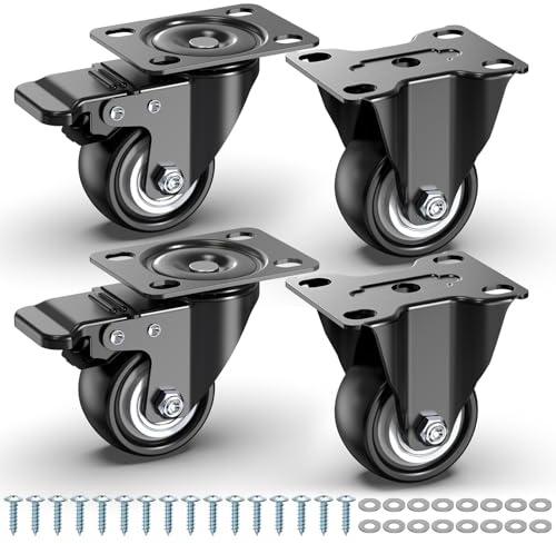 50mm Möbelrollen - Tragkraft bis 250kg - Transportrollen mit Bremse 4er Set