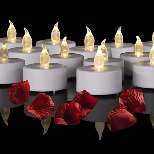 Baikaraer Led Teelichter, 24-Stück Flammenlose Led-Kerzen, Elektrische Gefälschte Kerze mit Flackernd Lichter,CR2032 Batteriebetrieben, für Weihnachten,Ostern,Hochzeit,Party Dekoration (Warm weiß)