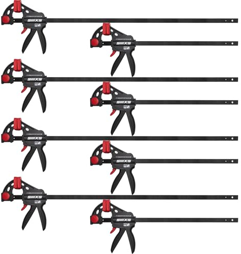 SIIIXS Einhandzwingen Set 8 Stück Schraubzwingen Spanner, Spannweite 152mm/304mm, Dehnbereich 340mm/492mm, Spannkraft 80Kg, mit GS Zertifikat 6