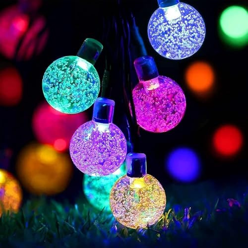Lezonic Solar lichterkette außen wetterfest, 50 LED,8 Modi 7M / 24Ft Außer/Innen lampions solar für Garten, Bäume, Hochzeiten, Partys, Weihnachten usw (Mehrfarbig)
