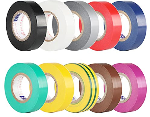 TSKDKIT 10 Stück 10m Isolierband Farbiges Klebeband 15mm Isolierbänder Klebeband Bunt Isolieren Bänder Klebebänder zum Basteln