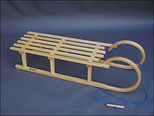 Best For Kids | Hörnerrodel mit Zugleine – Hochwertiger Davoser Rodelschlitten aus massivem Buchenholz, bis 200 kg belastbar, lackiert mit umweltfreundlichem Sicherheits-Klarlack