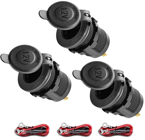 Zigarettenanzünder 12V Steckdose Auto Adapter 12V / 24V 3 Stücke | Gleichstrom Feuerzeugsteckdose Steckdose für Boot Motorrad Auto, Wasserdicht Marine Grade, mit 0,6m Anschlusskabel