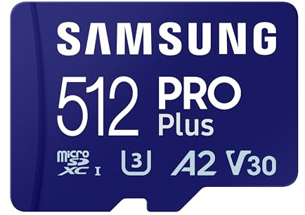 Samsung PRO Plus microSD-Karte + SD-Adapter, 512 GB, Für Mobile Gaming auf Smartphones, Tablets und Handheld Konsolen, UHS-I U3, Full HD & 4K UHD, 180 MB/s Lesen, 130 MB/s Schreiben, MB-MD512SA/EU