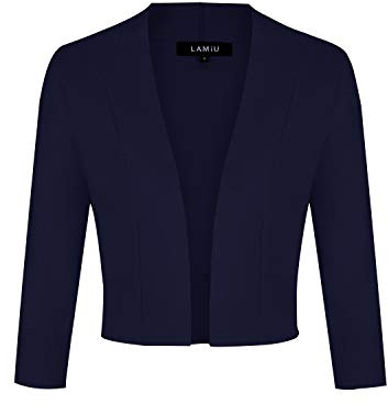 MINTLIMIT Bolero Damen Open Knit Cardigan Strickjacke Langarmshirt Kurz Zum Kleid Shrug Cardigan Top DunkelBlau M
