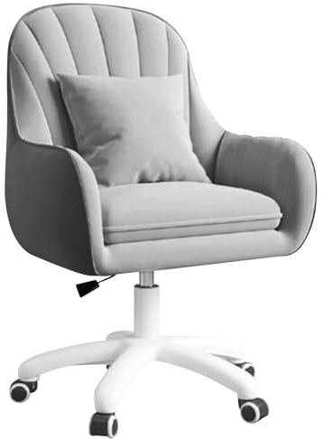 Aivermeil Homeoffice Stuhl, SamtStuhl mit Kopfkissen, 360° drehbar Höhenverstellbar Bürostuhl ergonomisch, Schminkstuhl Drehstuhl，für Arbeitszimmer Schlafzimmer,bis 120kg belastbar Grau