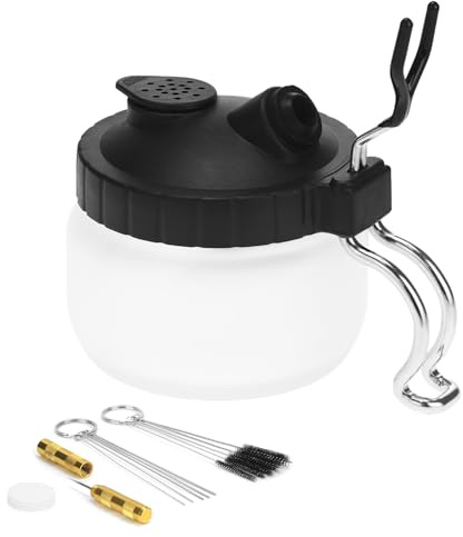 QWORK® Airbrush reinigungsset, Reinigungstopf mit Halter, 5 Reinigungsbürsten, 5 Reinigungsnadeln, 1 Reinigungsschaber