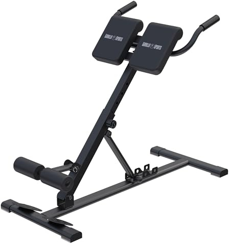 GORILLA SPORTS® Rückentrainer - Klappbar, Verstellbar, Stabil, bis 150kg, Stahl, Schwarz - Hyperextension Bank, Rückenstrecker Gerät, Fitnessgerät für Rücken, Bauch, Zuhause