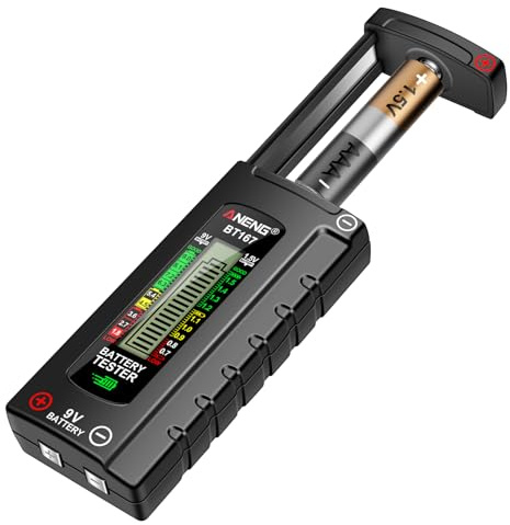 VOBOR Digitaler Batterietester für Alle Batterien, Universal Universal Batterie Tester mit LCD Anzeige, Batterie Messgerät für AAA, AA, C, D, 9V & 1,5V Knopfzellen