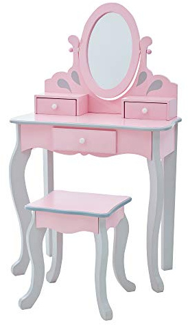 Fantasy Fields Kinder Schminktisch mit Spiegel und Hocker Frisiertisch Roze TD-12851A