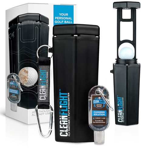 Clean Flight Sauberer Flug Prämie Golfball-Waschmaschine - Tragbare Reinigung für Golftasche oder Wagen - Beste Golfzubehörgeschenke für Männer und Frauen.