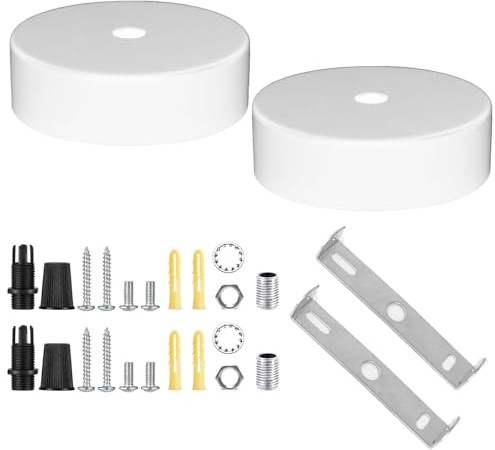 Bajiuxhfei 2 Stück Baldachin Runde Deckenplatten aus Eisen, Deckenbaldachin, Lampenbaldachin Metal, Lampenabdeckung Decke, für Wohnzimmer, Flur, Küchenleuchter