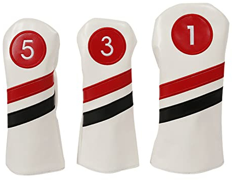Schlägerhauben aus Leder, Golfschlägerhauben für Fahrer/Fairwayholz, tragbares Zubehör für Damen und Herren, 3-teiliges Set