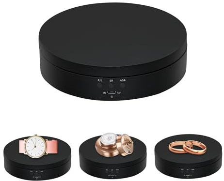 Mcbazel Drehteller Elektrisch 360 Grad Elektrischer Drehteller 13.8cm Motorisierter Drehständer Display-Tisch zur Präsentation von Schmuck, Uhren, digitalen Produkten（Schwarz）