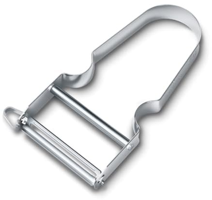 Victorinox Sparschäler STAR, Kartoffelschäler, Zweischneidig mit Pendelklinge, Extra Scharf, Metallgriff, Swiss Made