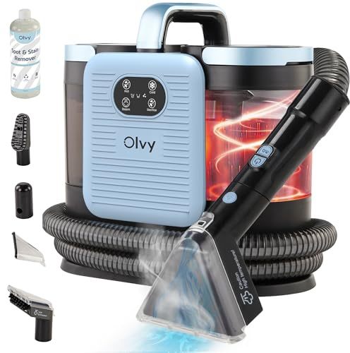 Olvy Teppichreiniger PRO – Nasssauger Polsterreiniger mit Dampf – 100°C Steam Cleaner – Sofa Reiniger Gerät – Polster Sauger Nass – inkl. Reinigungsmittel – 1650W – Matratzenreiniger