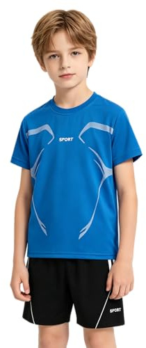 Blau Sportbekleidung Kinder Jungen 128 Set 2 Teiler Schnelltrockend Trainingsanzug Sommer Outfits Zweiteiler Kurze Hose Und T-Shirt Sport Set Sportanzug 2 Piece Jogging Kinderkleidung
