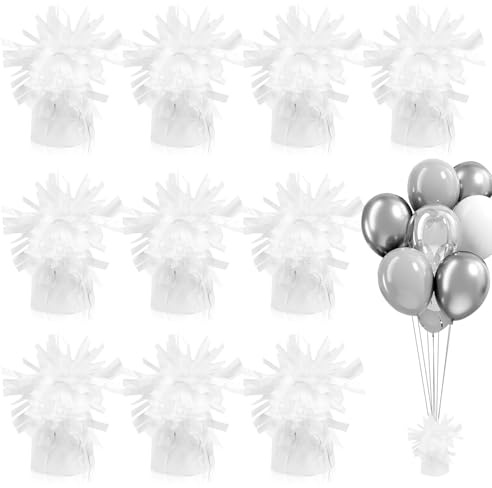 Niuny Ballongewicht für Heliumballons Luftballon Beschwerer 10Stk Ballon Beschwerer Ballongewichte Weiß 170g/Stk Ballonbeschwerer mit Folien für Hochzeit Party Geburtstag Ballons Dekoration