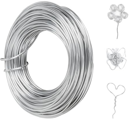 Behiruch Basteldraht 2mm x 30m, Draht zum Basteln, Schmuckdraht, Silberdraht, Weicher Aluminiumdraht, Aludraht für Schmuck Bastelarbeiten