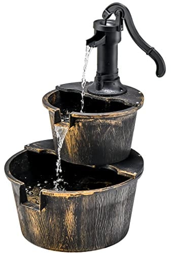 COSTWAY Gartenbrunnen mit Pumpe, Zierbrunnen, Gartendeko Brunnen für Garten, Terrasse, Rasen, Hinterhof, 45,5 x 41 x 68 cm