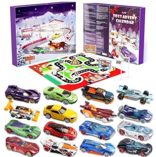 Autos Spielzeug Adventskalender Kinder 2025, Sportwagen Rennspielzeug, 24 Tage Weihnachtskalender Geschenk für 3-12 Jahre alt Jungen Mädchen