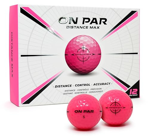 On Par Distance Max Golfbälle – 12 Stück für verbesserte Distanz, Kontrolle und Genauigkeit, ideales Golf-Geschenk für alle Schwunggeschwindigkeiten mit kräftiger Zielgrafik, Premium-Golfzubehör