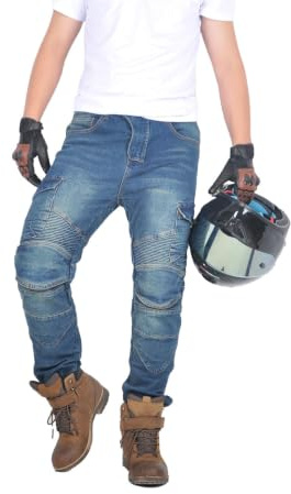 oFzimTo Motorradhose Herren, Motorrad Jeans Stretch, Klassisch Biker Hose für Sommer und Winter