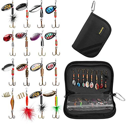 PLUSINNO Angelköder-Set, 16 pcs, für Hecht, Zander, Barsch und Forelle mit Tragetasche