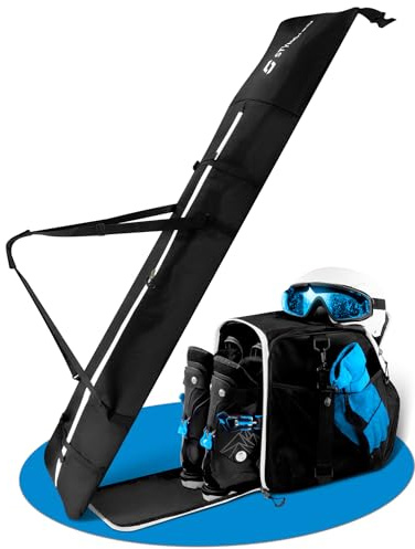 STYNGARD Skitasche Set Skisack [140 cm bis 200 cm] und Skischuhtasche mit Helmfach [40 L] - Skitasche und Stiefeltasche mit Lüftungsgitter Modell Vancouver