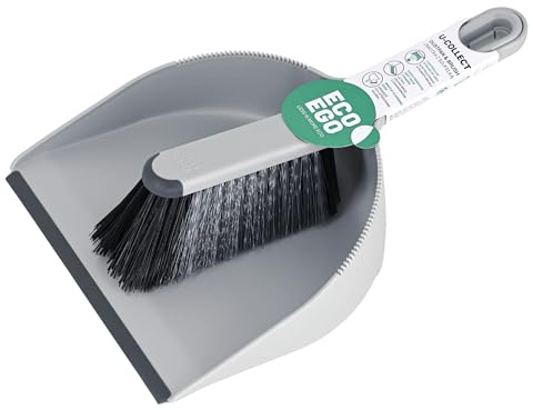 ECO EGO Kehrschaufel Set - Handfeger und Schaufel - Kehrgarnitur - Grau Schwarz - U-Collect