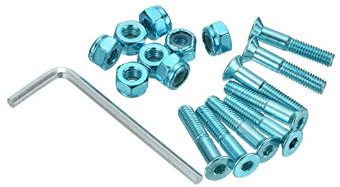 PATIKIL Skateboard Hardware Kit 1" Montage Schrauben Sechskant Kopf Bolzen Muttern Set mit Schraubenschlüssel für Langboard Cruiser Blau