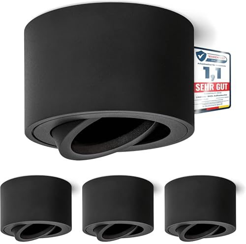 linovum 4 Stück SMOL Aufbauspot Aufbaustrahler Spot schwenkbar schwarz rund LED Module
