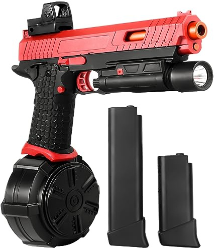 Gel Blaster Spielzeug JM-X5 Splatter Outdoor-Spiele und Spaß im Garten 14+ | Halloween Toys mit Brille,Elektrische Gel Launcher Spielzeug Weihnachten Neujahr ,red