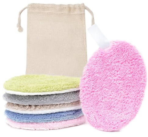 LOPHE Abschminkpads, 6 Stück Wiederverwendbar Makeup Entferner Pads, Abschminkpads Waschbar Wattepads Wiederverwendbar, Abschminktücher für Gesichtsreinigung, Oval