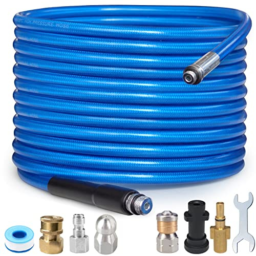 NAMOTEK 10m Rohrreinigungsschlauch Set | 3000 PSI/180 Bar Druckreiniger Schlauch | Rohrreinigungsspülanlage für Karcher K2 K3 K4 K5 K6 K7 & Bosch AQT Haushalts-Hochdruckreiniger | Blau