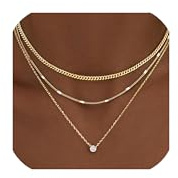 Meteorstarry 3 PCS Layering Silberkette/14K Gold Halskette mit Zirkonia Anhänger,Wasserfester Halsreif Schmuck Set Personalisierte Kleine Geschenke für Frauen Freundin Geburtstag