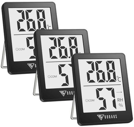 DOQAUS Digital Hygrometer Innen, 3 Stück Thermo- Hygrometer Feuchtigkeit Raumthermometer Luftfeuchtigkeitsmessgerät mit Hohen Genauigkeit, für Innenraum, Babyraum, Wohnzimmer, Büro