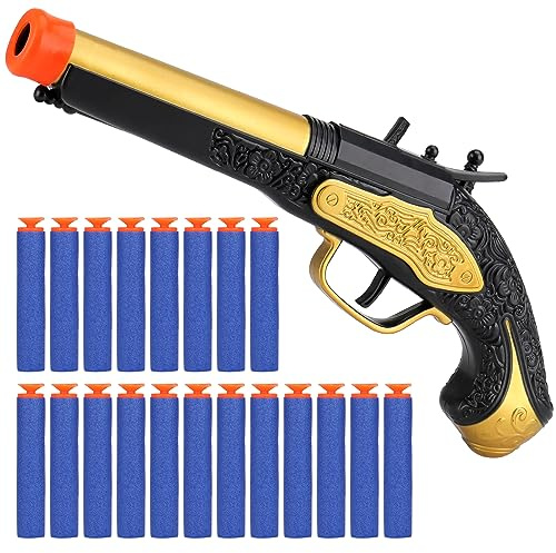Piratenpistole Spielzeug Pistole für Kinder - Spielzeugpistolen mit 20 Kugeln, Spielzeug-Schaumstoff-Blaster für Halloween Karneval Piratenkostüm