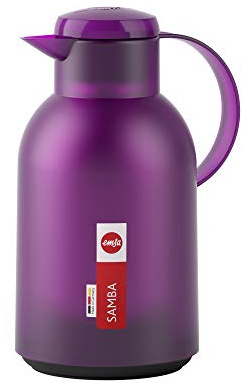 Emsa N40118 Samba Isolierkanne |1,5 Liter | Quick Press Verschluss | 12h heiß und 24h kalt | Transluzent/Aubergine