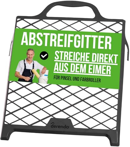 Derendo Abstreifgitter 10 Liter Abstreichgitter für Wandfarbe 29x27cm, Farbgitter Kunststoff Profi Malergitter für herkommliche Farbeimer 1er, 2er und 3er Set (1 Stück)