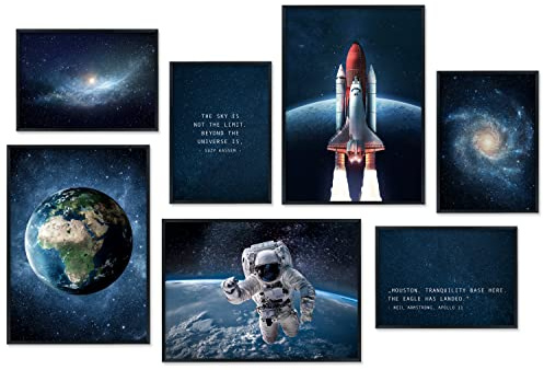 Hyggelig Home Premium Poster Set - 7 Weltraum Bilder - Weltall Jungenzimmer - Set Space